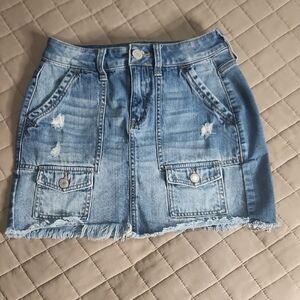 Distressed Denim Mini Skirt | SO | Size 3/26W